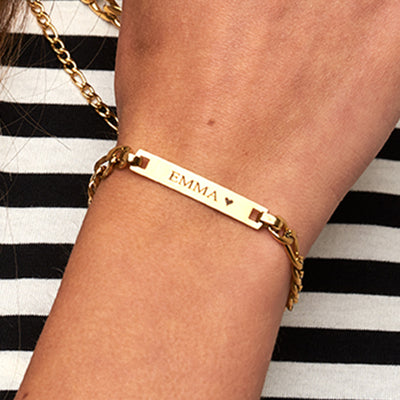Armband met naamplaatje - Bold bracelet - Armband met naam - Graveerbaar - RVS - Xoo