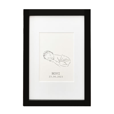 Poster - Newborn - Baby - Kind - Geboorte - Lijntekening - Handgemaakt